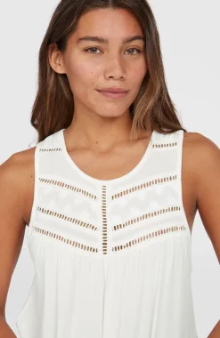 DamesEssentials Tokeena tanktop met borduursel| Wit