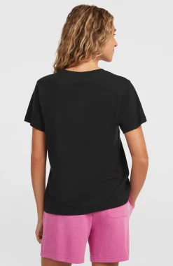 DamesFront Print T-shirt| Zwart