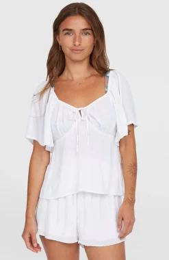 DamesHuges geweven top| Wit