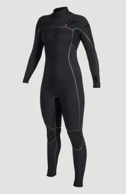 DamesHyperfreak Fire 4/3mm+ Chest Zip Full Wetsuit| Zwart