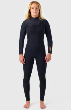 DamesHyperfreak Plus 3/2mm Chest Zip Full Wetsuit| Zwart