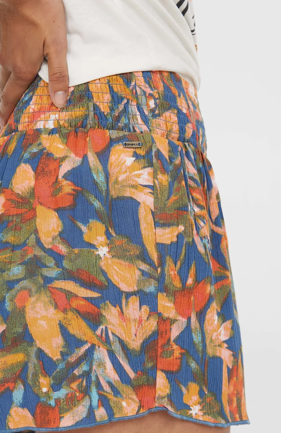 DamesJohnny Smocked Waist short| Blauw