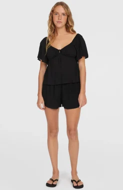 DamesJohnny Smocked Waist short| Zwart
