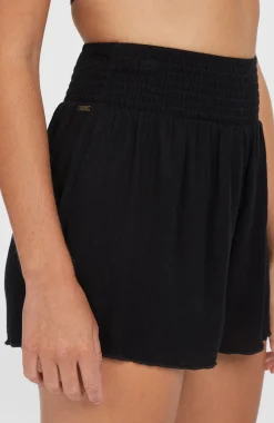 DamesJohnny Smocked Waist short| Zwart