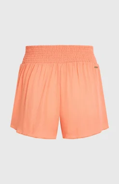 DamesJohnny Smocked Waist short| Oranje