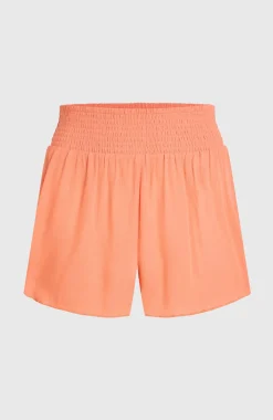DamesJohnny Smocked Waist short| Oranje