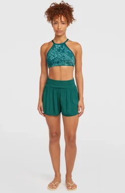 DamesJohnny Smocked Waist short| Groen