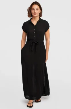 DamesLori Maxi overhemdjurk| Zwart