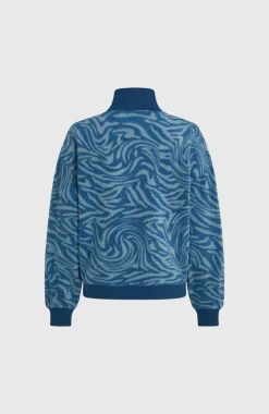 DamesMust-Have fleecetrui met halve rits| Blauw