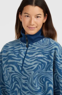 DamesMust-Have fleecetrui met halve rits| Blauw