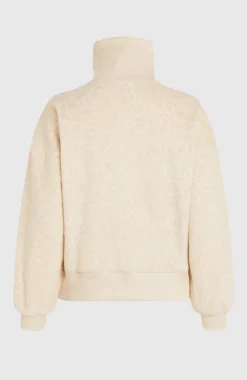 DamesMust-Have fleecetrui met halve rits| Beige