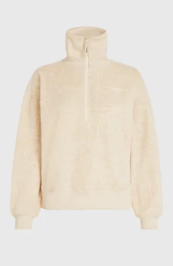 DamesMust-Have fleecetrui met halve rits| Beige