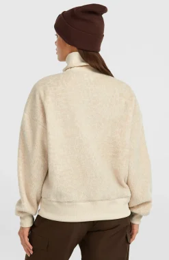 DamesMust-Have fleecetrui met halve rits| Beige