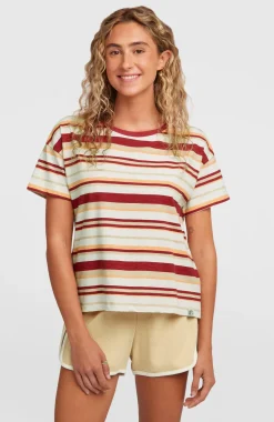 DamesO'Riginals Boxy Stripe T-shirt| Beige