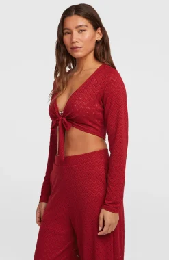 DamesO'Riginals Knotted shirt met lange mouwen| Rood