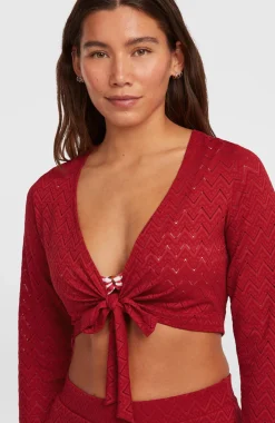 DamesO'Riginals Knotted shirt met lange mouwen| Rood