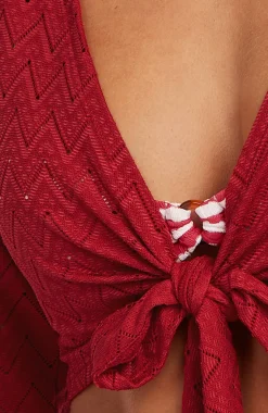 DamesO'Riginals Knotted shirt met lange mouwen| Rood