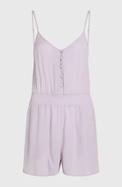 DamesPlaysuit met knoopsluiting en dunne bandjes| Paars