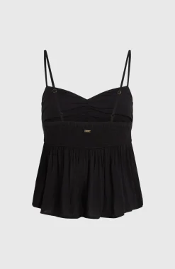 DamesReeta geweven top| Zwart