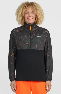 HerenFWC'Cruz Printed fleecetrui met halve rits| Zwart
