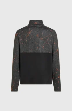 HerenFWC'Cruz Printed fleecetrui met halve rits| Zwart