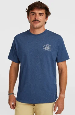 HerenMelange Chest-Print T-shirt| Blauw