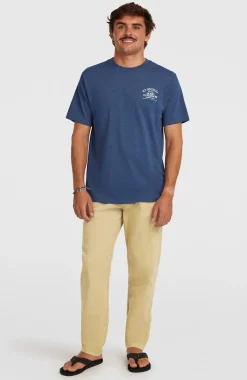 HerenMelange Chest-Print T-shirt| Blauw