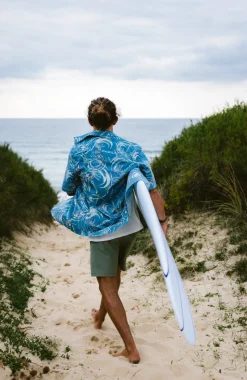 HerenO'Riginals UPF 50+ overhemd met korte mouwen| Blauw