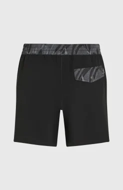 HerenPocket Print 16'' zwembroek| Zwart
