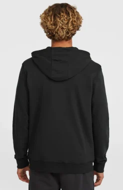 HerenSmall Logo hoodie met volledige rits| Zwart
