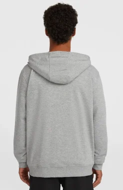HerenSmall Logo hoodie met volledige rits| Grijs