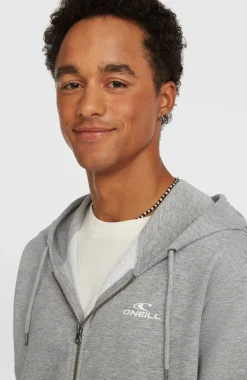 HerenSmall Logo hoodie met volledige rits| Grijs