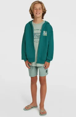 KidsGraphic capuchonvest met volledige rits| Groen