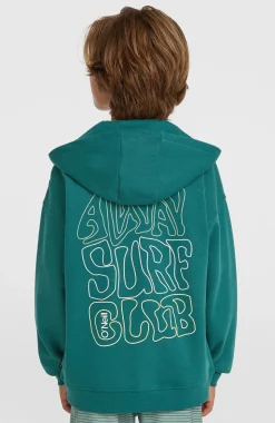 KidsGraphic capuchonvest met volledige rits| Groen