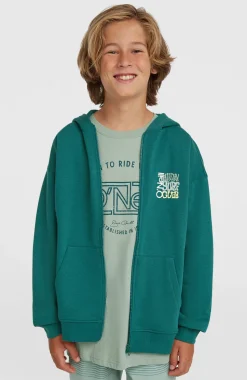 KidsGraphic capuchonvest met volledige rits| Groen