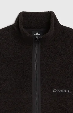 KidsHigh-Pile fleecevest met volledige rits| Zwart