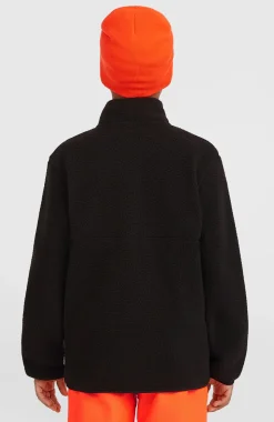 KidsHigh-Pile fleecevest met volledige rits| Zwart