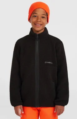 KidsHigh-Pile fleecevest met volledige rits| Zwart