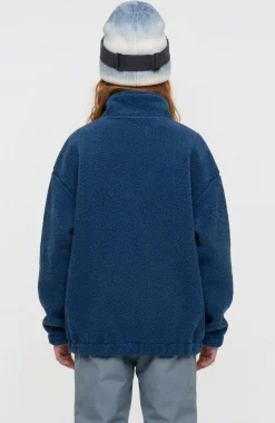 KidsHigh-Pile fleecevest met volledige rits| Blauw